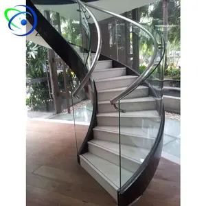 弧形楼梯玻璃栏杆扶手配件/螺旋楼梯扶手/弧形玻璃栏杆