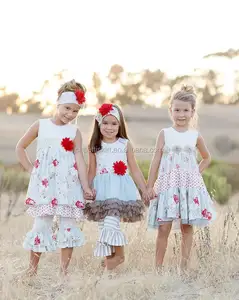 Sisters Bộ Quần Áo Hạnh Phúc & Vui Vẻ Thiết Lập Bởi Cười Khúc Khích Mặt Trăng Hoa In Cô Gái Dresses Bé Gái Boutique Sets Sơ Sinh Bé Quần Áo