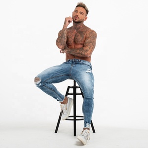 Mens jeans skinny phong cách mới ánh sáng màu xanh tách Mens jeans pent Slim Fit Skinny denim <span class=keywords><strong>jens</strong></span> quần cho Mens - Product Image 2