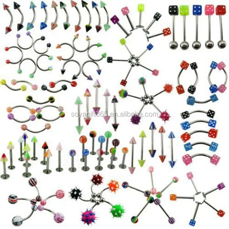 105 PCS /bag mixed a lots Body Jewelry Piercing Eyebrow Navel Belly Tongue Lip Bar Ring