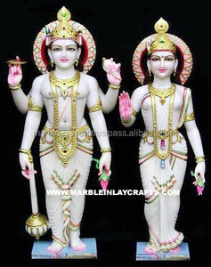 Fabriqué à la main En Marbre Vishnu Laxmi Statue - Product Image 1