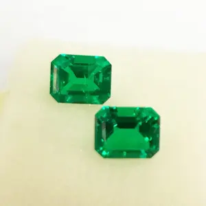 Lab Hidrotermal Tumbuhkan Green Emerald Harga Per Karat 5X7Mm Octagle Emerald Cut Emerald Stone