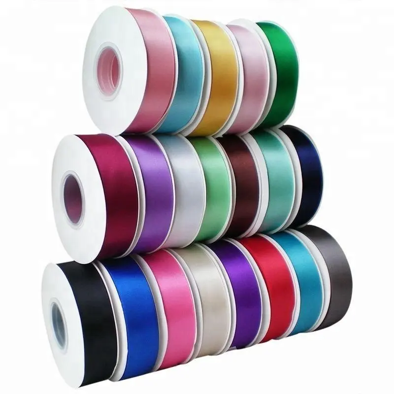 Хорошо фабрики лента от производителя, роскошные 196 цветов 1 дюйм Двусторонняя сатиновая лента, ленточный рулон Атлас