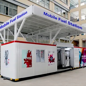 Container fuel filling station with solar panel
