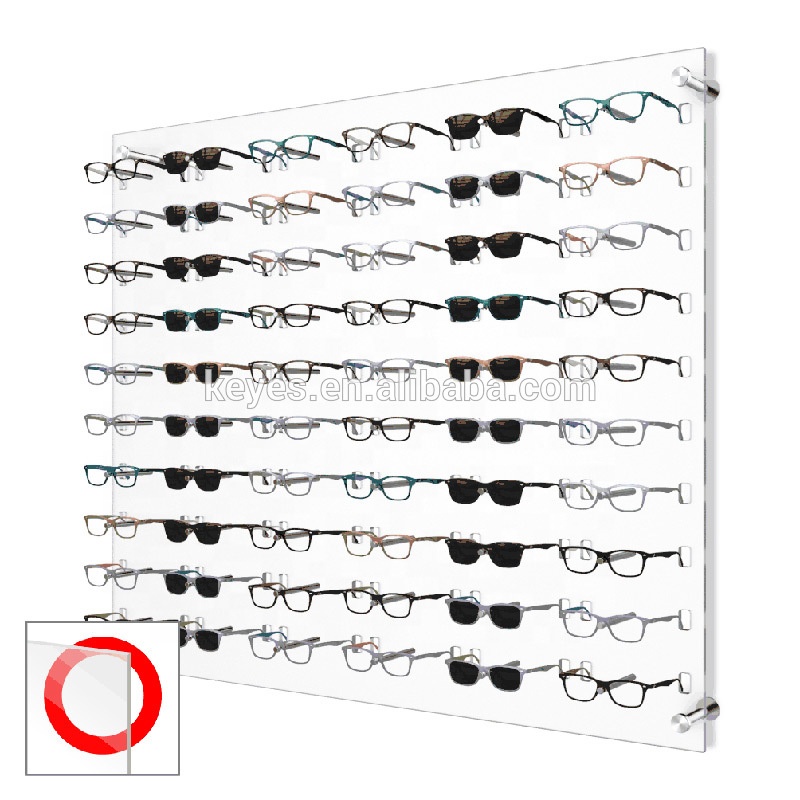 Personnalisé Magasin De Lunettes Mur 60 Paires De Lunettes Acrylique Lunettes Présentoir Plexiglas Présentoir de Lunettes De Soleil