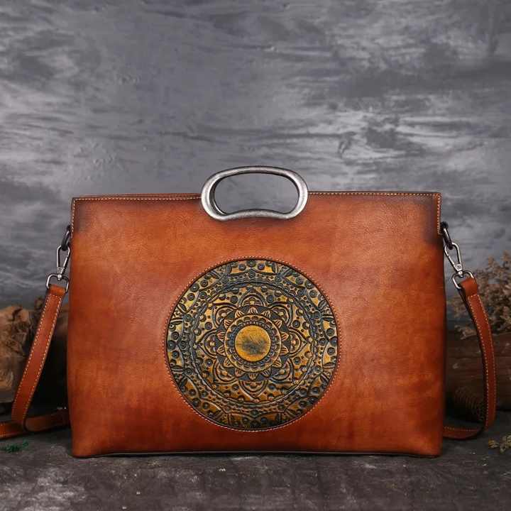 DEVOA　Hand made bag cow leather Baby Boy/girl Multifunctional Custom Tooled Cow Print Diaper
