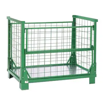 Có Thể Gập Lại Mạ Kẽm Pallet Cage, Công Nghiệp Stackable Wire Mesh Lưu Trữ Cage