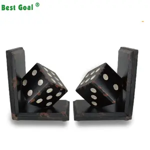 Lusuh chic dadu kayu bookends pasang, 6 oleh 8-inch, Hitam