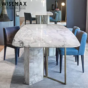 Özelleştirilmiş masa restoran kraliyet İtalyan mobilya 8 kişilik büyük dikdörtgen mermer masa yemek masası