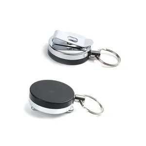 Metal alloy material 40mm heavy duty retractable badge reel with keyring