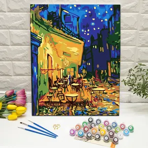 Masterpiece Cafe Terrace at Night by van gogh framed acrylic paint by numbers kits