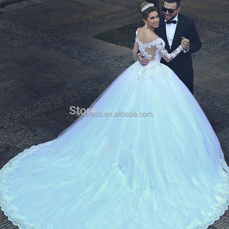 Customized Long Sleeve Puffy Ball Gown Wedding Dress - Aliexpress Lace Gowns  for Brides, Plus Size & Pregnant Women, Free Shipping