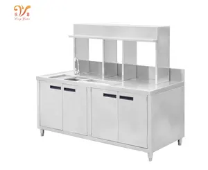 Stainless steel single bowl sink /work table with cabinet and shelves for bar
