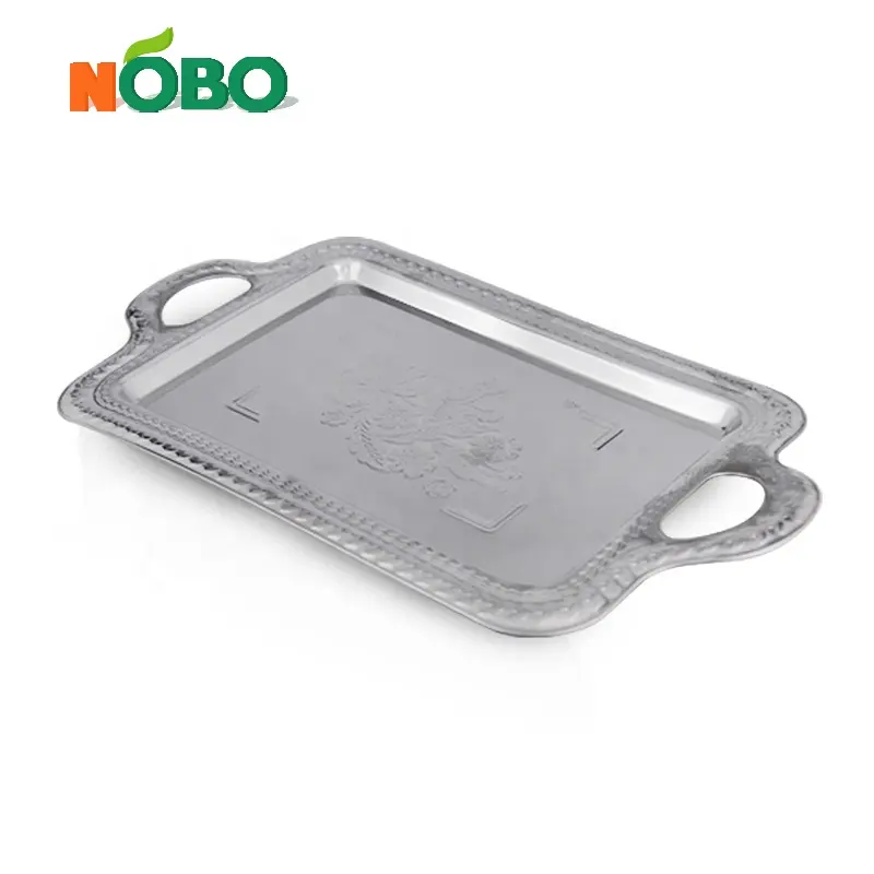 Hot Sale Rectangle Stainless Steel Big Serving Tray mit Handles