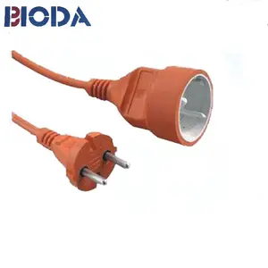 Supplier Wholesale AC Power Cord Europe extension cable with plug and socket 250v German extension waterproof power cord