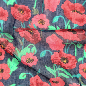 À la mode nouvelle grande pavot imprimé floral respirant tissu écharpe - Product Image 5