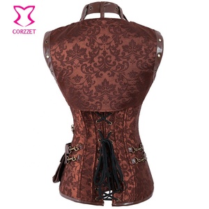 Corzzet Pirate Costume Retro Corset With Chest Belt Pouch Buckle Shrug Steampunk Convention Party <strong>Renaissance</strong> Festival <strong>Clothing</strong> - Product Image 3