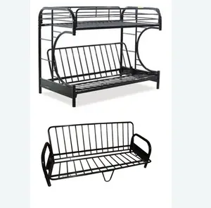 Foldable Three Persons Metal Sofa Bunk Bed kids C shape metal bunk bed frames For Bedroom Furniture