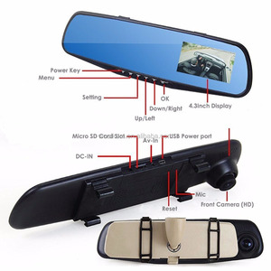 Espejo retrovisor de doble lente para coche, 1080P, 4,3 pulgadas, <span class=keywords><strong>LCD</strong></span>, 140, gran angular, caja negra, grabador de vídeo, conducción en cámara de salpicadero - Product Image 4