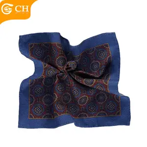 Factory direct custom wholesale men classical printed wool handkerchief
