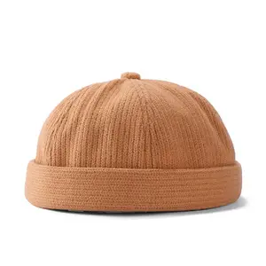 警笛高品质自定义标志男水手针织帽冬季童帽男子与皮革表带