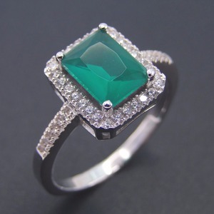925 Sterling Silver Verde Rettangolare Zircone <span class=keywords><strong>Orecchini</strong></span> Della Vite Prigioniera con Bianco CZ Set di Gioielli per la Donna Gioielli Set - Product Image 5