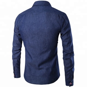 2023 nuovo Design <span class=keywords><strong>a</strong></span> buon mercato OEM 100% cotone <span class=keywords><strong>camicia</strong></span> da <span class=keywords><strong>uomo</strong></span> classica <span class=keywords><strong>camicia</strong></span> <span class=keywords><strong>slim</strong></span> in denim - Product Image 4