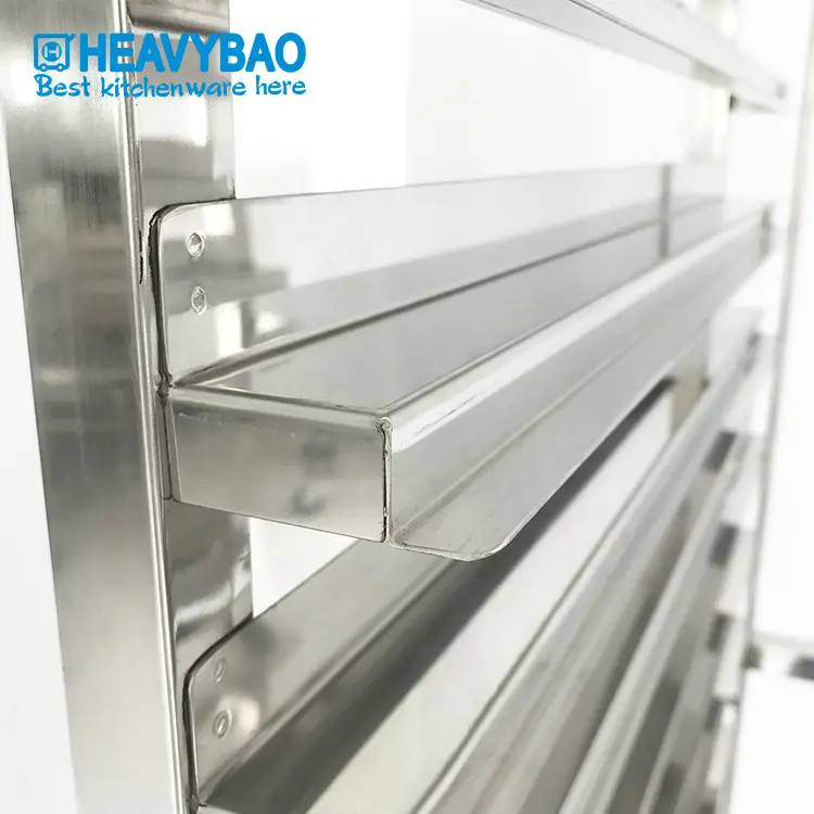 Heavybao Chất Lượng Hàng Đầu Thiết Bị Thương Mại Thép Không Gỉ Gõ Xuống Thực Phẩm Đa Chức Năng Giá Xe Đẩy Cho Chảo