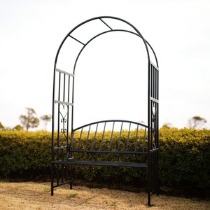 <span class=keywords><strong>Noir</strong></span> Métal <span class=keywords><strong>Tonnelle</strong></span> De Jardin Avec Siège - Product Image 3