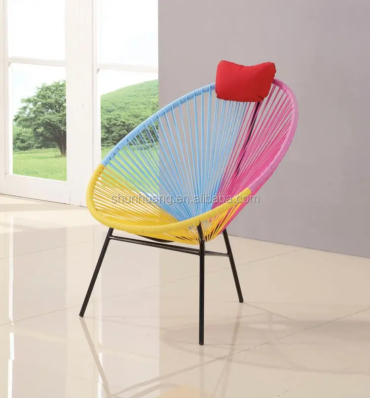 Chaise en rotin colorée, meuble d'extérieur de haute qualité, bon marché, avec support en métal