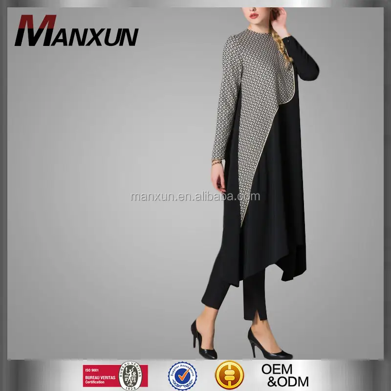 Muslim Designs Black Tops Plus Size Tunic Dress Tunic Tops For Women Islamic Womens Tunic Pattern