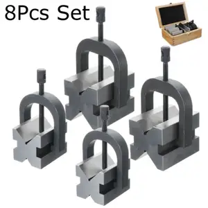 8pcs V-Block Clamp Bar Double Sided 90 degree Precision Hardened Steel Machinist Tools