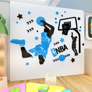 Adesivo de parede para meninos, tema de basquete