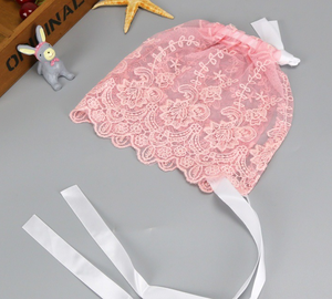 Vente chaude 2024 2024 nouveau-né bébé fille dentelle ruban de soie casquette réglable chapeau broderie fleur <span class=keywords><strong>photo</strong></span> accessoires faveurs bébé chapeau - Product Image 5