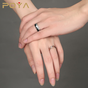 POYA — <span class=keywords><strong>bague</strong></span> de mariage en pierre CZ pour femmes et hommes, anneau de fiançailles de couleur or Rose ou argent, qualité AAA - Product Image 3