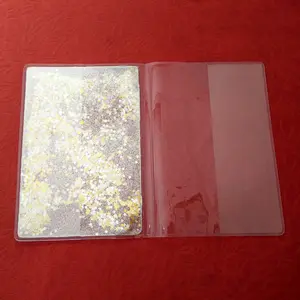 guangdong factory liquid flowing glitter transparent clear pvc book cover