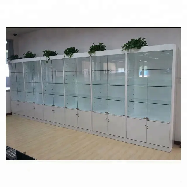 מודרני זכוכית MDF עץ Showcase/לבן אולם תצוגה תצוגת ארון עם הניתן לנעילה זכוכית דלתות
