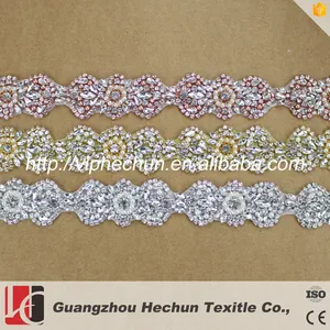 HC-1305 HeChun round crystal three colors rhinestone trim for clothing decorative