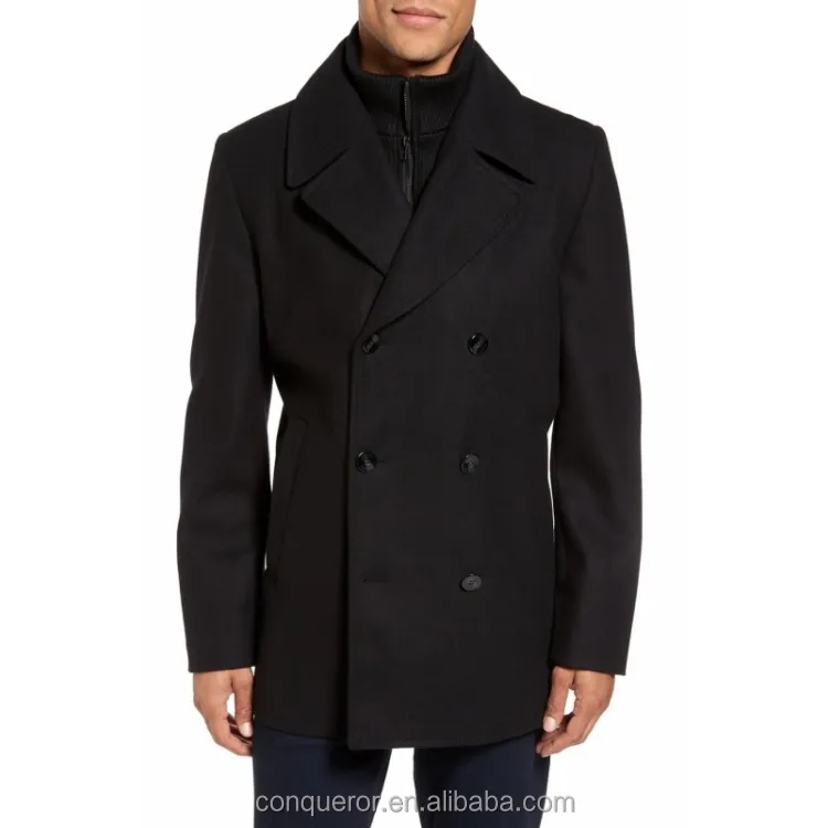 CTA-1572 black double breasted over coat for men