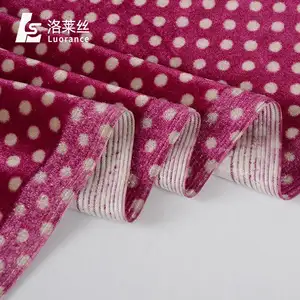 Hecho en China terciopelo rosa Polka Dot seda India tela impresa