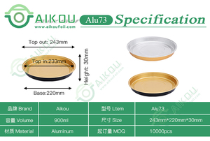 Plat à tarte rond en métal de 9,5 pouces avec couvercle, noir et or, en aluminium jetable, pour cuisson de pizzas et plats à emporter - Product Image 6