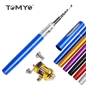 pen spinning mudah Suppliers-ToMyo Set Joran Pancing Mini Portabel Saku, Tongkat Pancing Aluminium Aloi, Hadiah Bagus