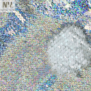 Nanyee Textile Argent <span class=keywords><strong>hologramme</strong></span> Filet Blanc Paillettes Bombardier Tissu - Product Image 6