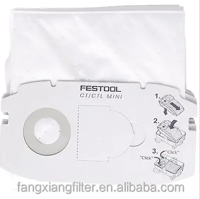 Sacos de aspirador de pó portáteis de microfibra para Festool SC FIS-CT Mini/5 sacos de filtro de poeira, preço de atacado