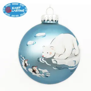 Calcomanía personalizada adorno de Navidad para el árbol colgante OEM bola de cristal bolas colgantes de cristal