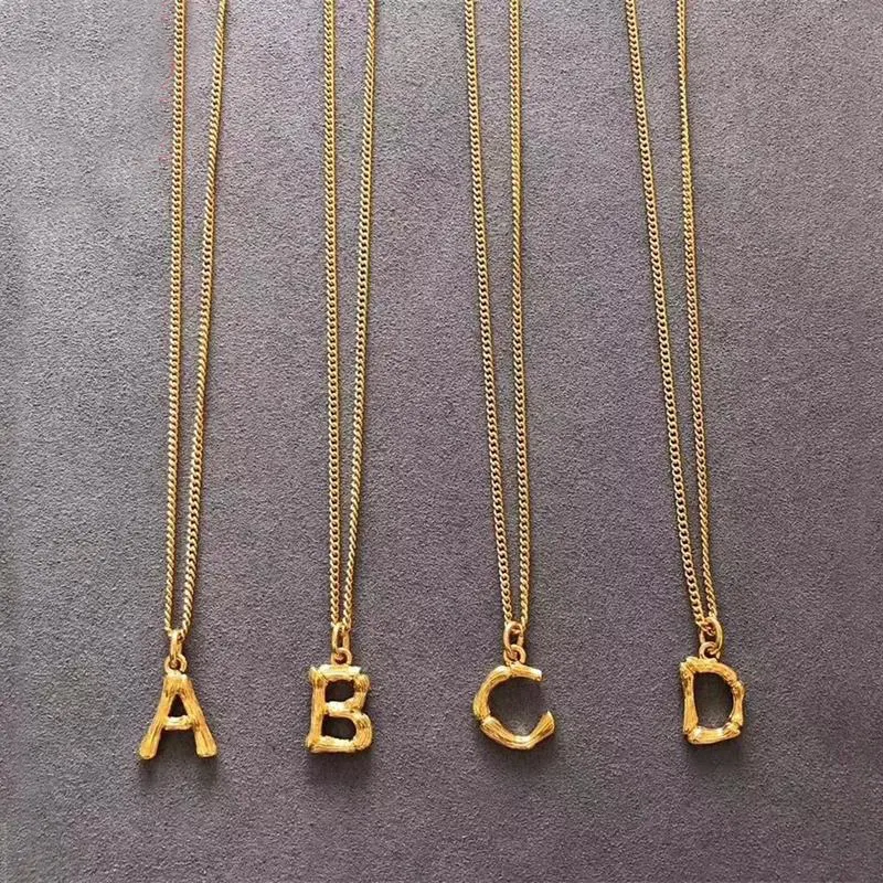Pingentes de letras do alfabeto do metal 24k, design da moda