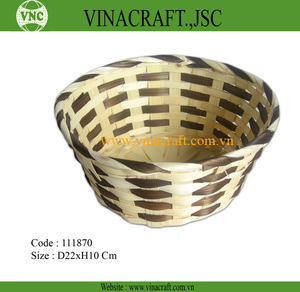 Cesta de almacenamiento tejida de bambú hecha a mano de Vietnam con patrón decorativo para cocina o uso de recuerdo Producto de artesanía de Bambú - Product Image 4