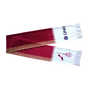 top quality velvet material Qatar National Day promotional gift scarf for Doha