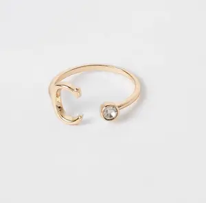 Inspire jewelry Latest fashion jewelry birthstone rings bridesmaid 18k gold ring with initial designs open adjustable diamond cz