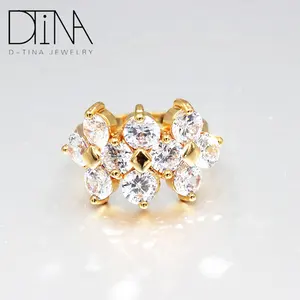 18k gold plated fashion women new design diamond ring simulated diamond gold plated ring